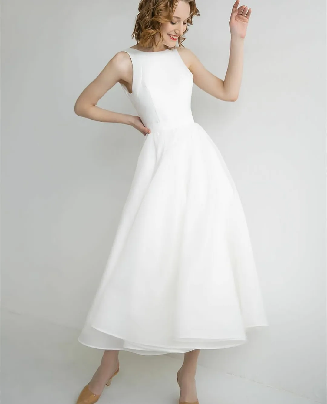 

Короткие свадебные платья из органзы, ТРАПЕЦИЕВИДНОЕ атласное платье с круглым вырезом, свадебные платья с V-образным вырезом, Свадебное платье длиной ниже колена