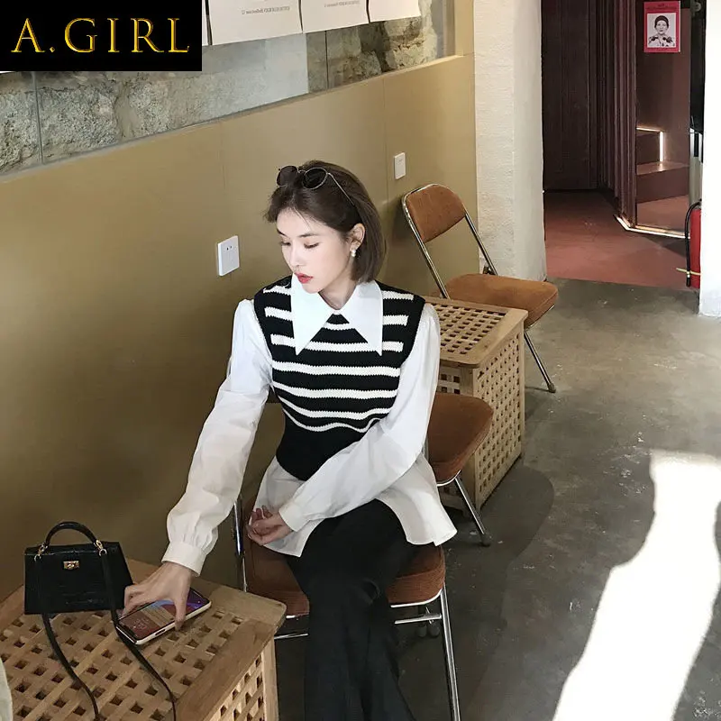 

Женский трикотажный жилет в полоску, с круглым вырезом