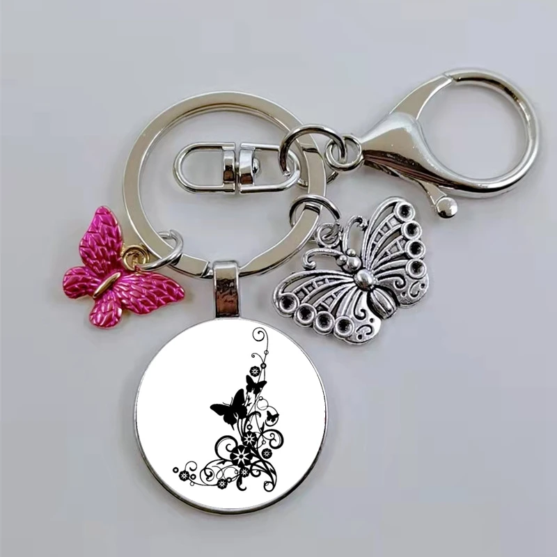 Красочная эмалированная бабочка брелок цветок искусство картина кабошон стекло