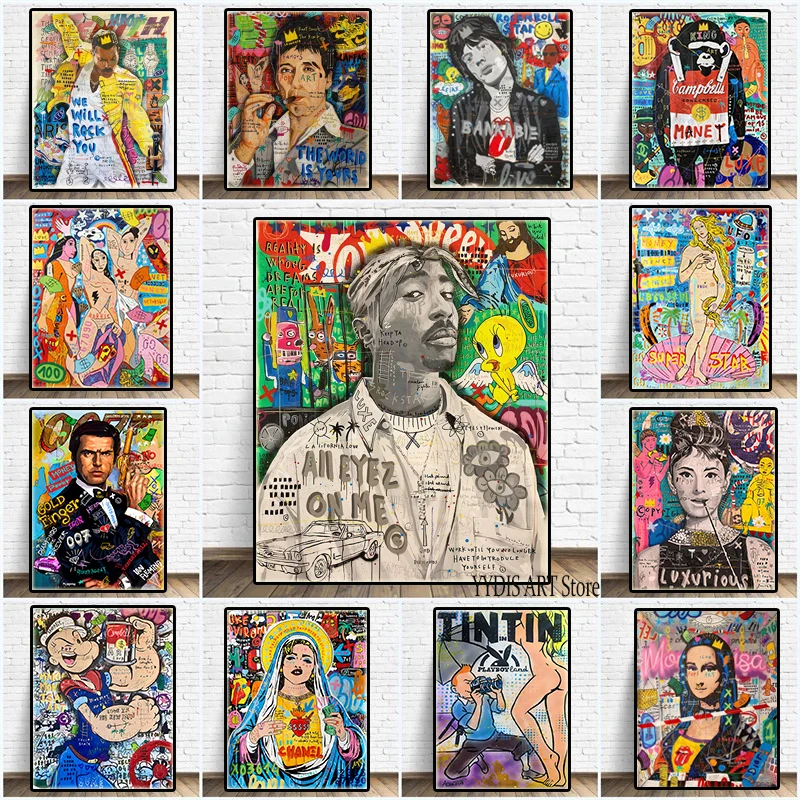 Абстрактный граффити художественный постер певец Тупак хип-хоп фотография