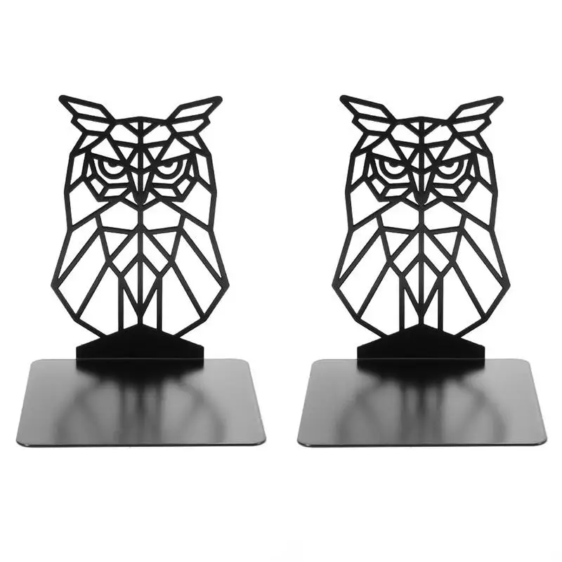 

Black Owl Bookends Hollow Out Book Ends Metal Bookends For Shelves Book Holder Decoration For Office Room Desk Organizer Office