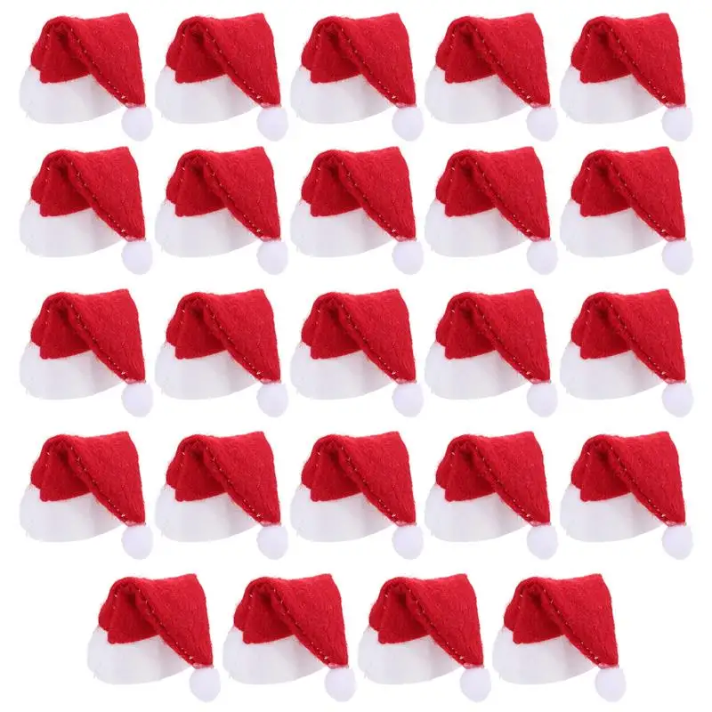 

24pcs Christmas Mini Santa Hats Lollipops Santa Hats Lollipop Christmas Hat Small Mini Candy Santa Claus Caps Party Accessories