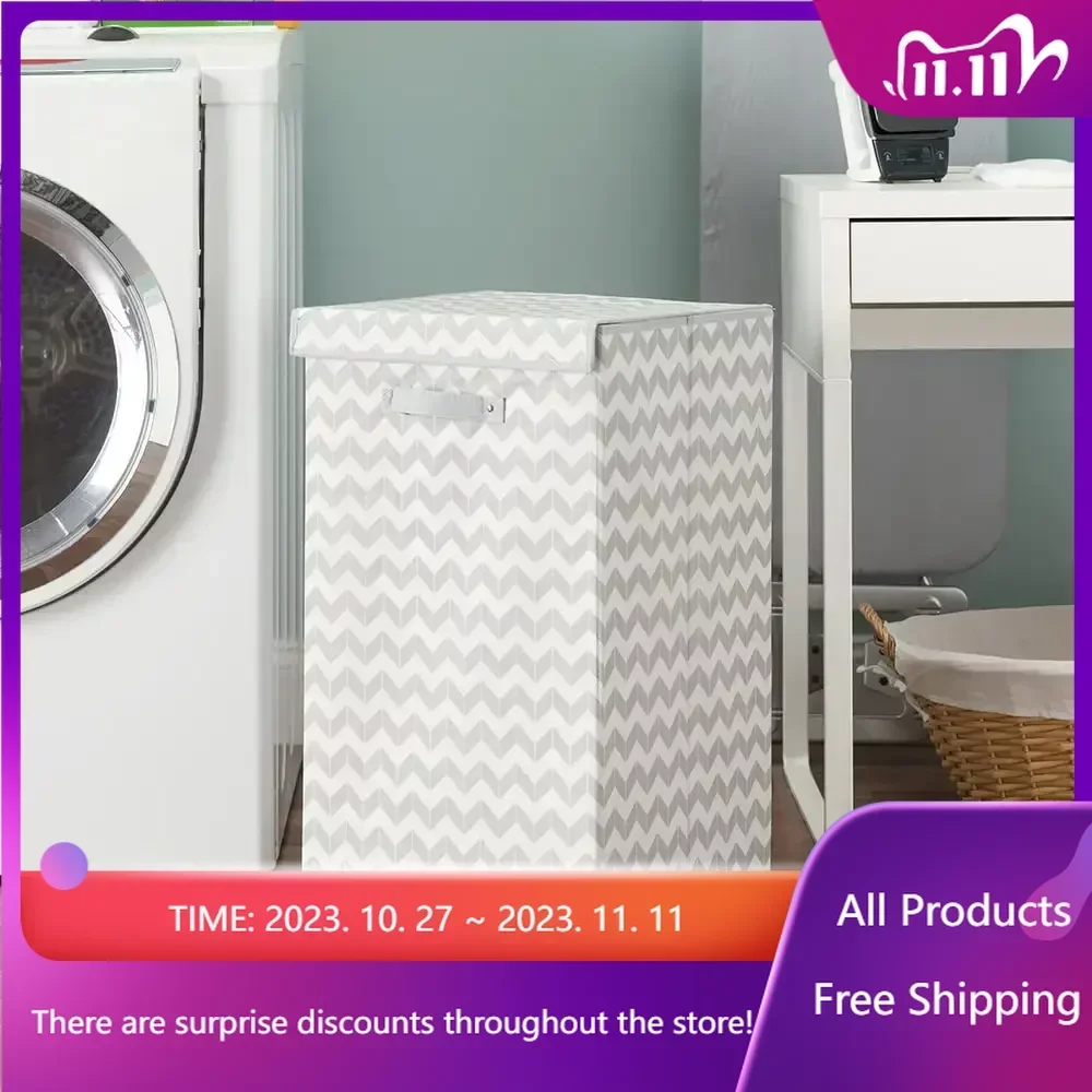 

Chevron Laundry Hamper,Grey Home Organizer Clothes Organizer Free Shipping Items Fast Transportation Sales promotion