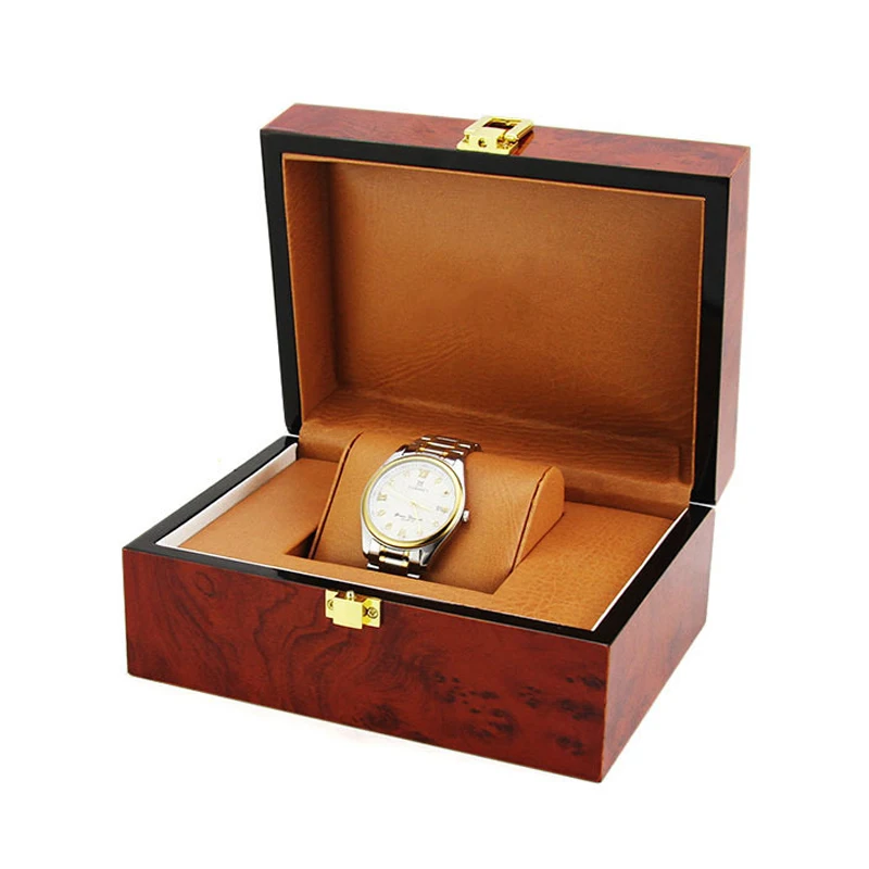Wooden Exquisite Pattern Wine Red Watch Box Exquisite Packaging Storage Display Gift Box