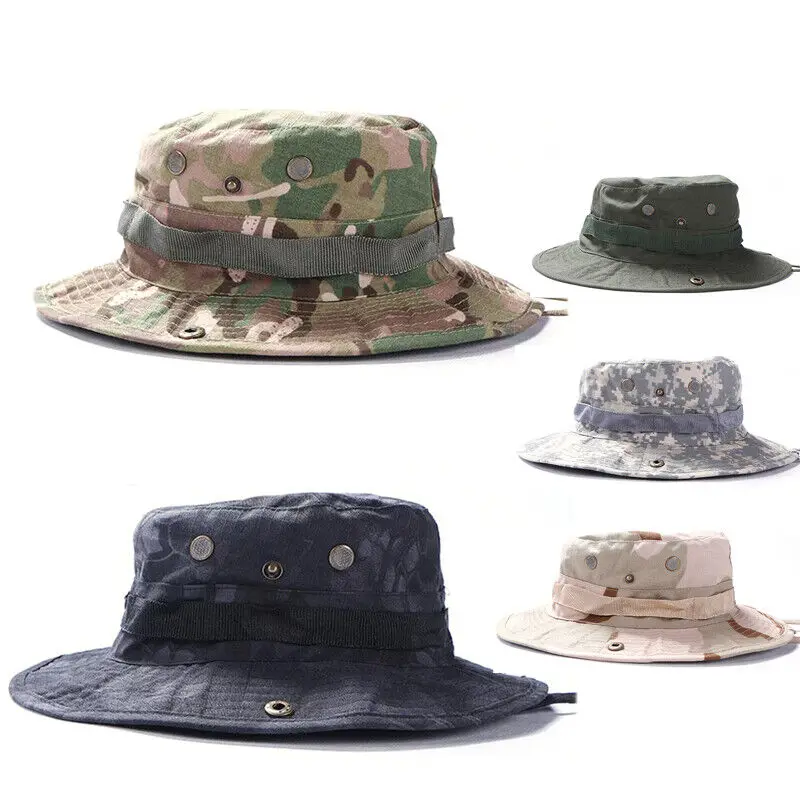 Enlarge Tactical Combat Camo Army Boonie Bush Jungle Sun Hat Outdoor Hiking Fishing Cap