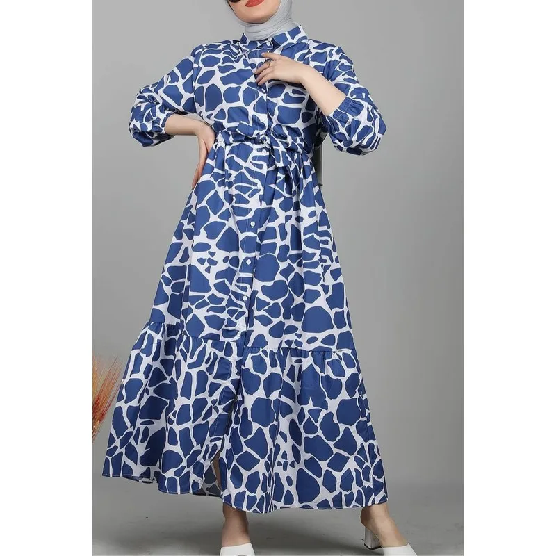 

Through-hole Button Belt Detail Long Dress Women Summer Dress Casual Long Prom Midi Maxi