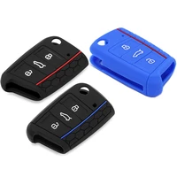 car silicone key cover case for vw volkswagen golf 7 mk7 skoda octavia a7 3 buttons auto accessories protector key bag