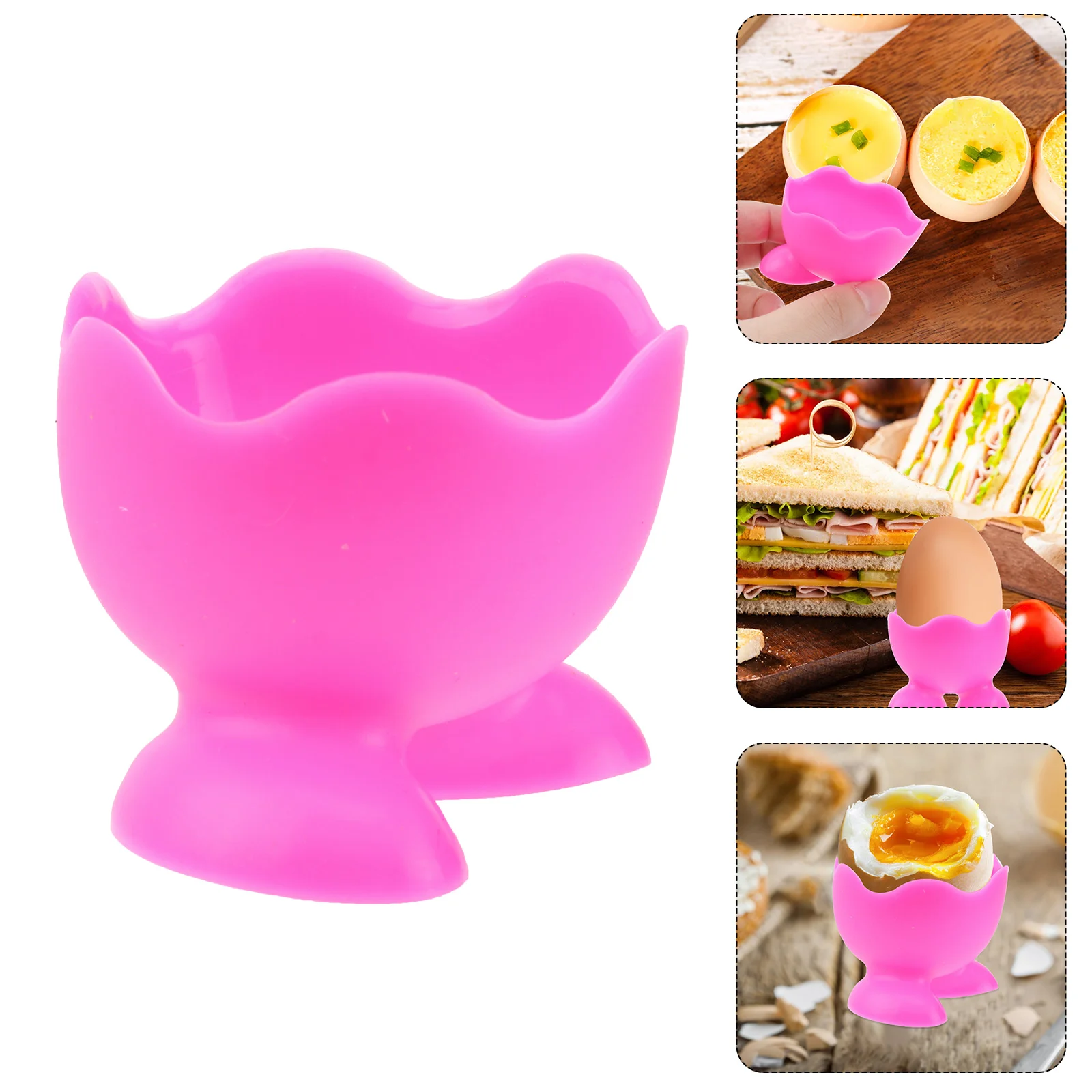 

Egg Cups Silicone Holder Cup Boiled Stand Holders Cooker Tray Serving Poacher Eggs Soft Rainbow Steel Kitchen Storage Double