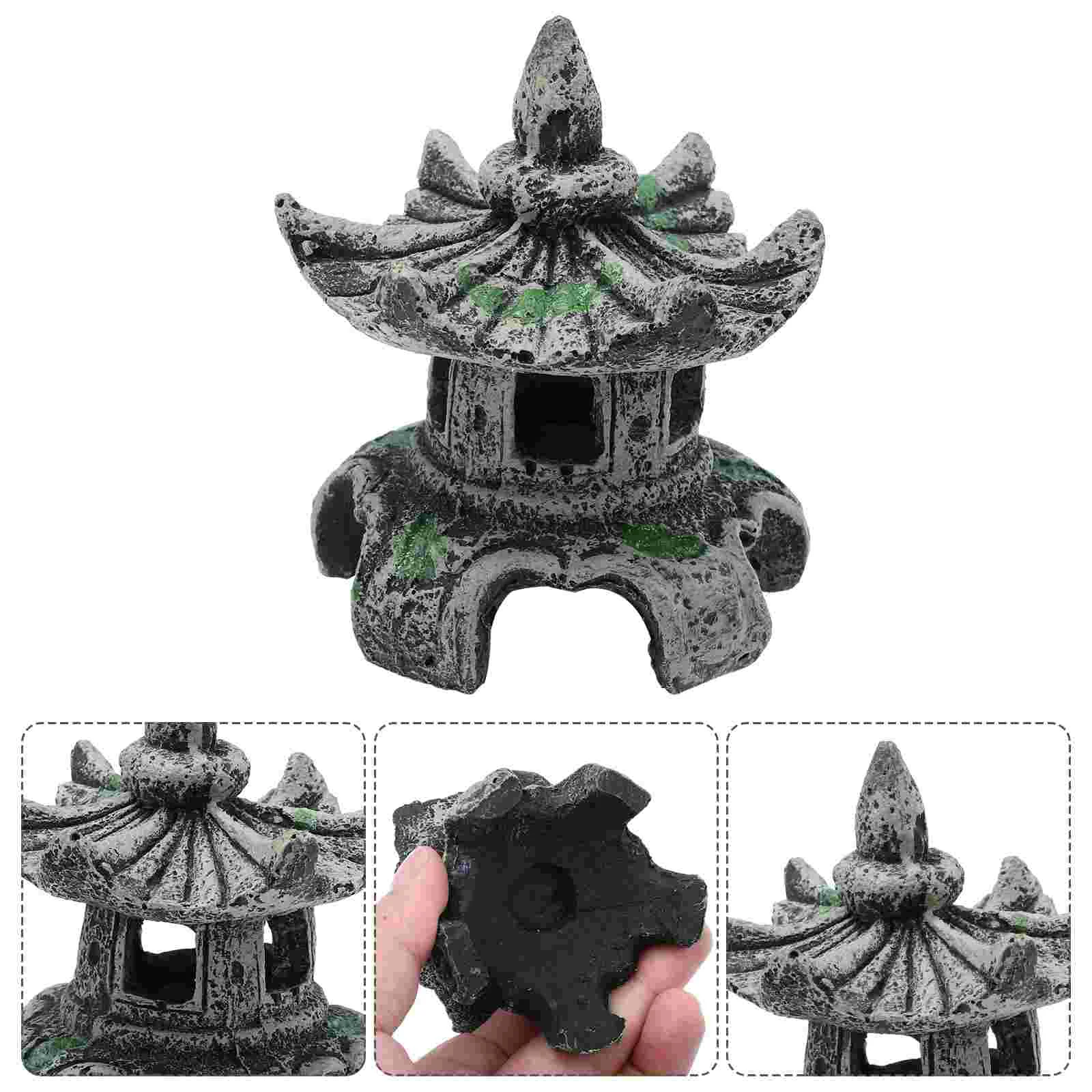 

Micro Landscape Pavilion Fish Tank Decoration Lantern Aquarium Ornament Tabletop Resin Decors