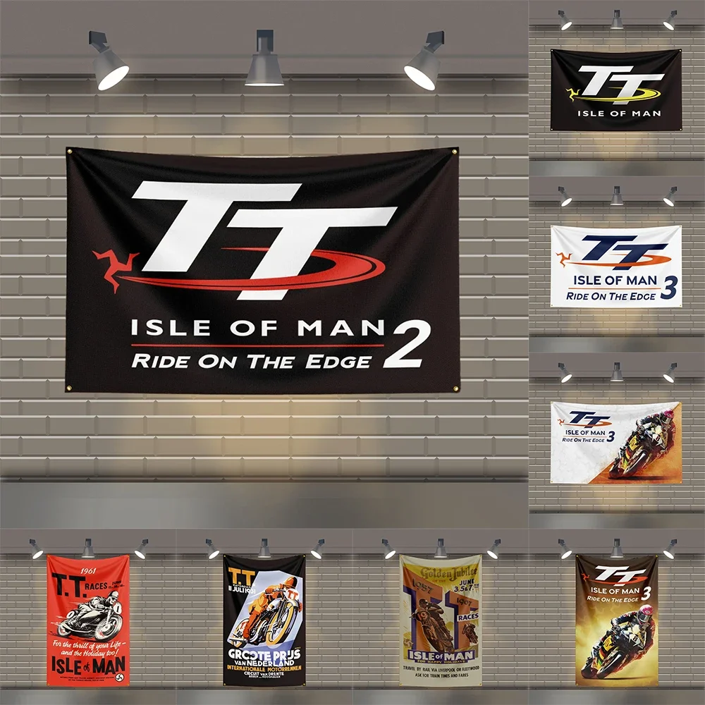 3x5 футов флаг острова Мэн ТТ полиэфирные печатные мотоциклетные флаги для декора