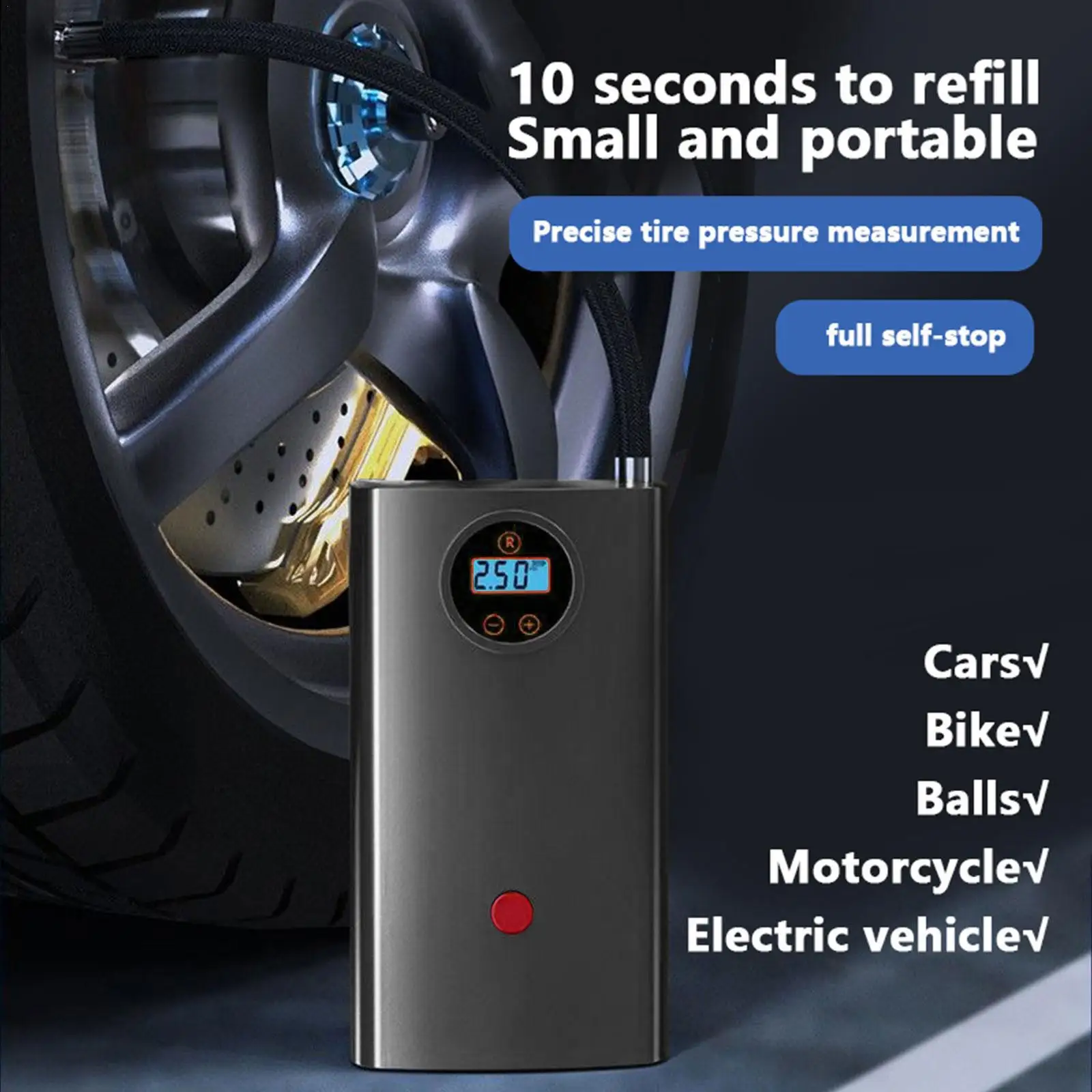 12V Portable Car Air Compressor 8000mAh Wireless Tyre Inflator Bicycle Pump Inflatable Air Conditioner Pump Air Injector Auto