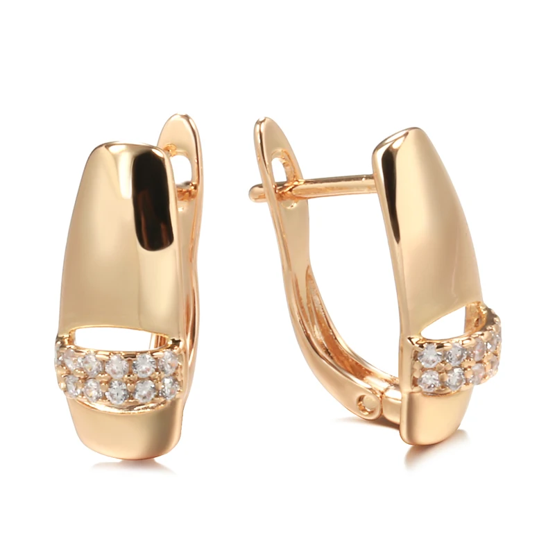 

Kinel Hot Fashion Glossy Earrings for Women 585 Rose Gold Simple Natural Zircon Drop Earrings High Quality Daily Fine Jewelry
