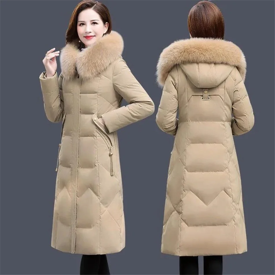 

2022 Cotton Padded New Big Fur Collar Down Winter Jacket Women Thick Warm Parkas Female Outerwear Cotton Clothes