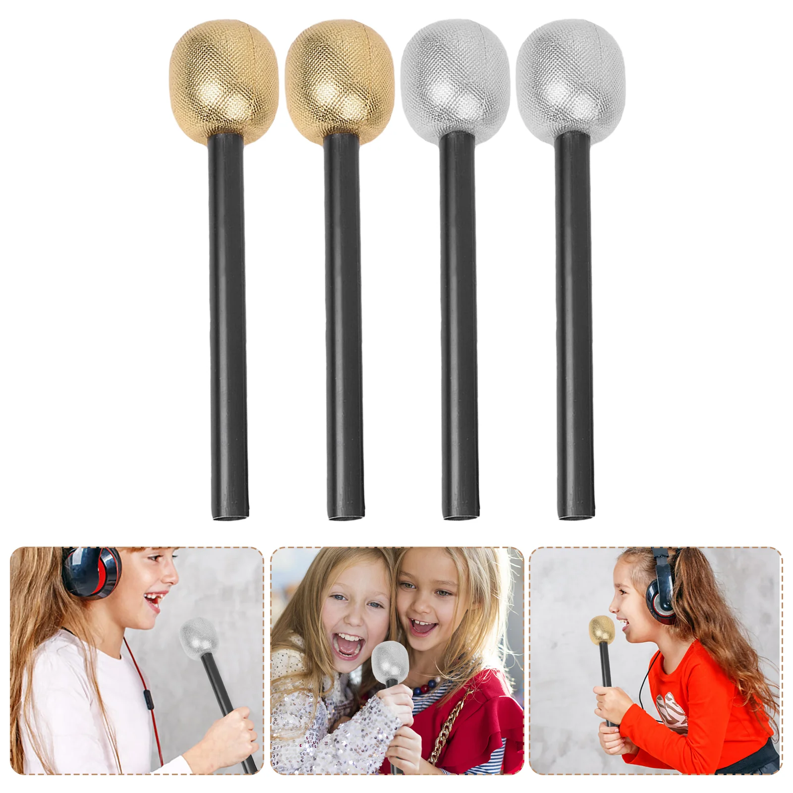 

6 Pcs Kids Musical Toys Rock Star Mic Kids Wireless Microphone Fake Mic Echo Mic Microphone Prop Clothing
