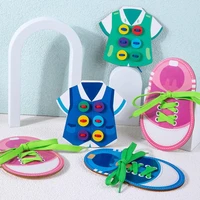 hot sales%ef%bc%81threading toys attractive colorful wood change cloth shoelace threading toys for boys girls