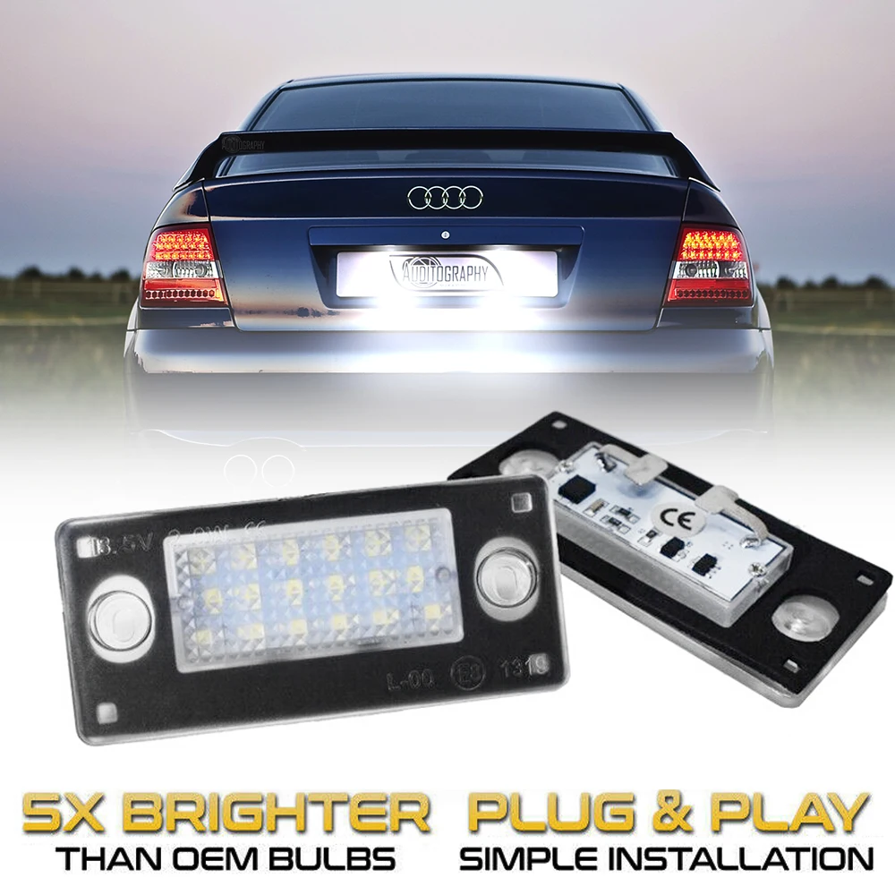 

2Pcs CANbus Error Free LED Rear Number Plate Light Lamp For Audi A3 8L S3 2000-2003 A4 B5 S4 RS4 Avant/Kombi/Sedan 1999-2001