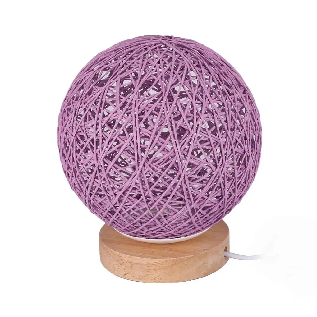 

Twine Lampshade Light Wood Decorative Bedside Light Hand-Knit Lampshade Lamp For Home Office