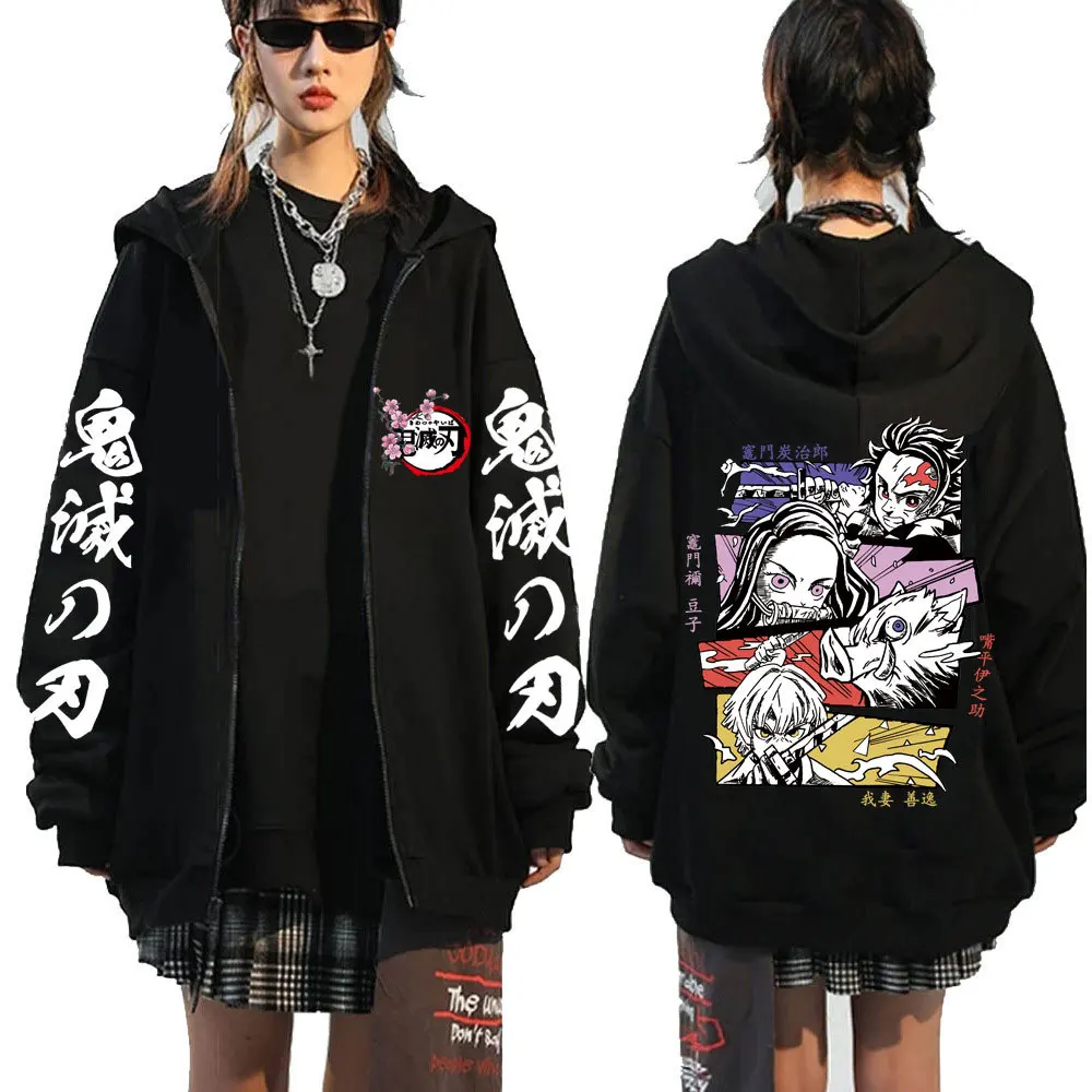 

Anime Demon Slayer Zipup Hoodie Aesthetic Harajuku Agatsuma Zenitsu Hoodie Cute Kawaii Men Women Kamado Nezuko Tanjirou Zip Top