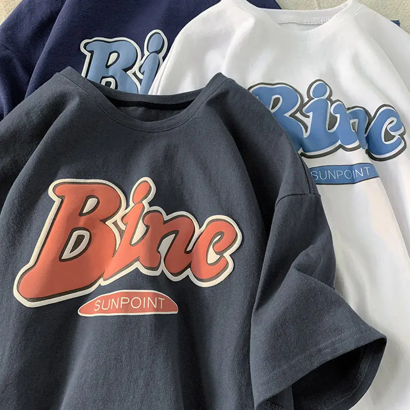 

Футболка мужская хлопковая с коротким рукавом и принтом алфавита