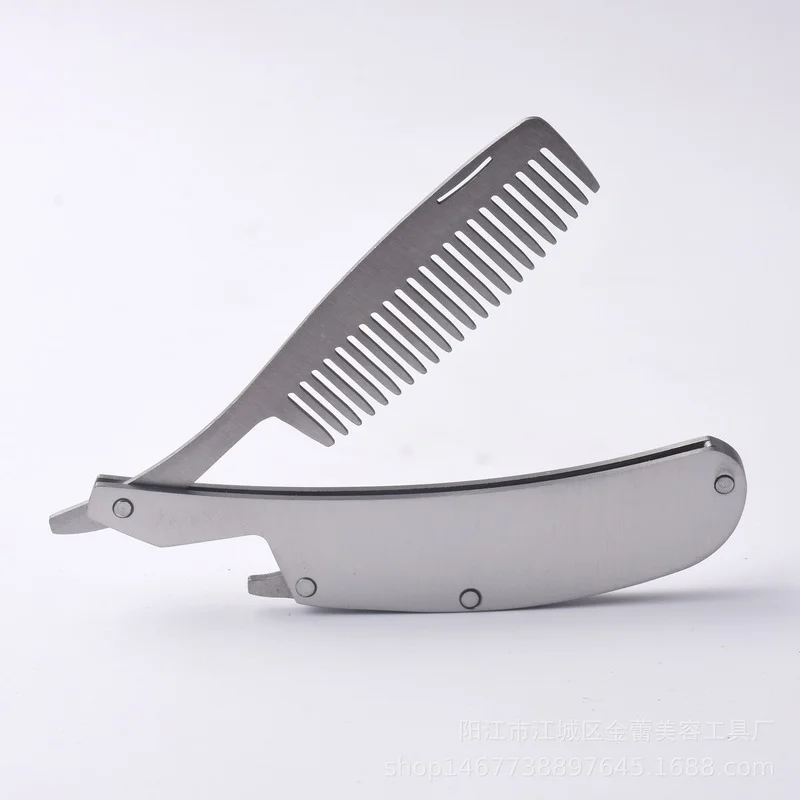 

Hair Comb New Men's Dedicated Stainless Steel Folding Comb Set Mini Pocket Comb Beard Care Tool Convenient And Use Hair Brush