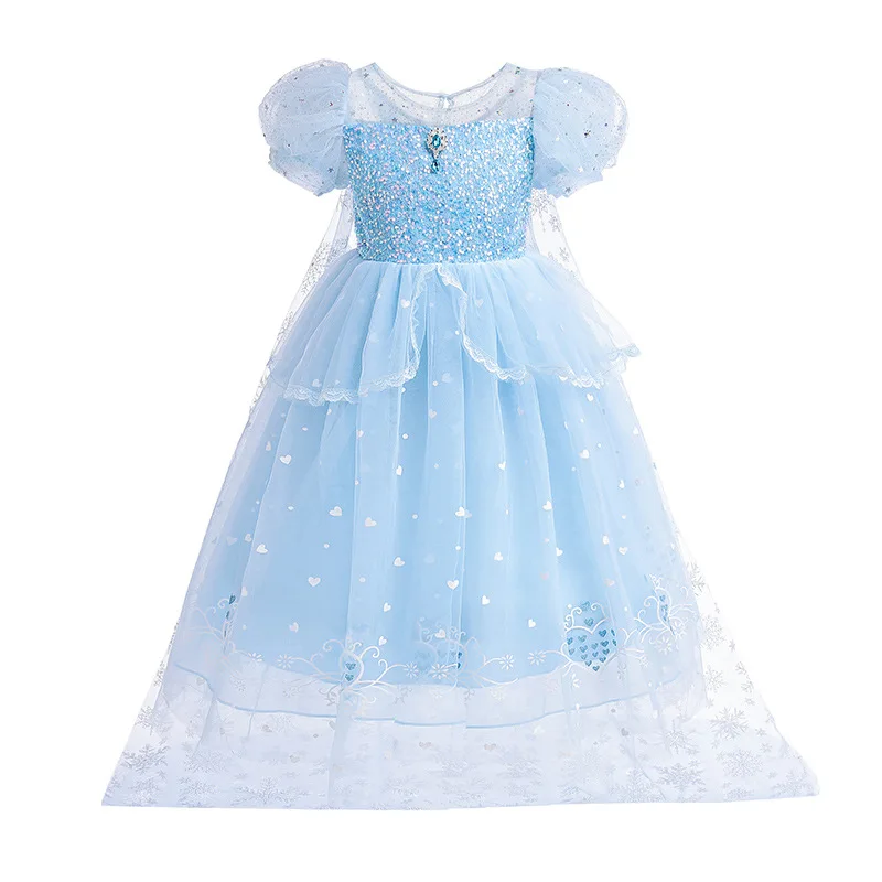 Детское платье Энн и Эльзы Замороженное в милом мультяшном стиле с блестками