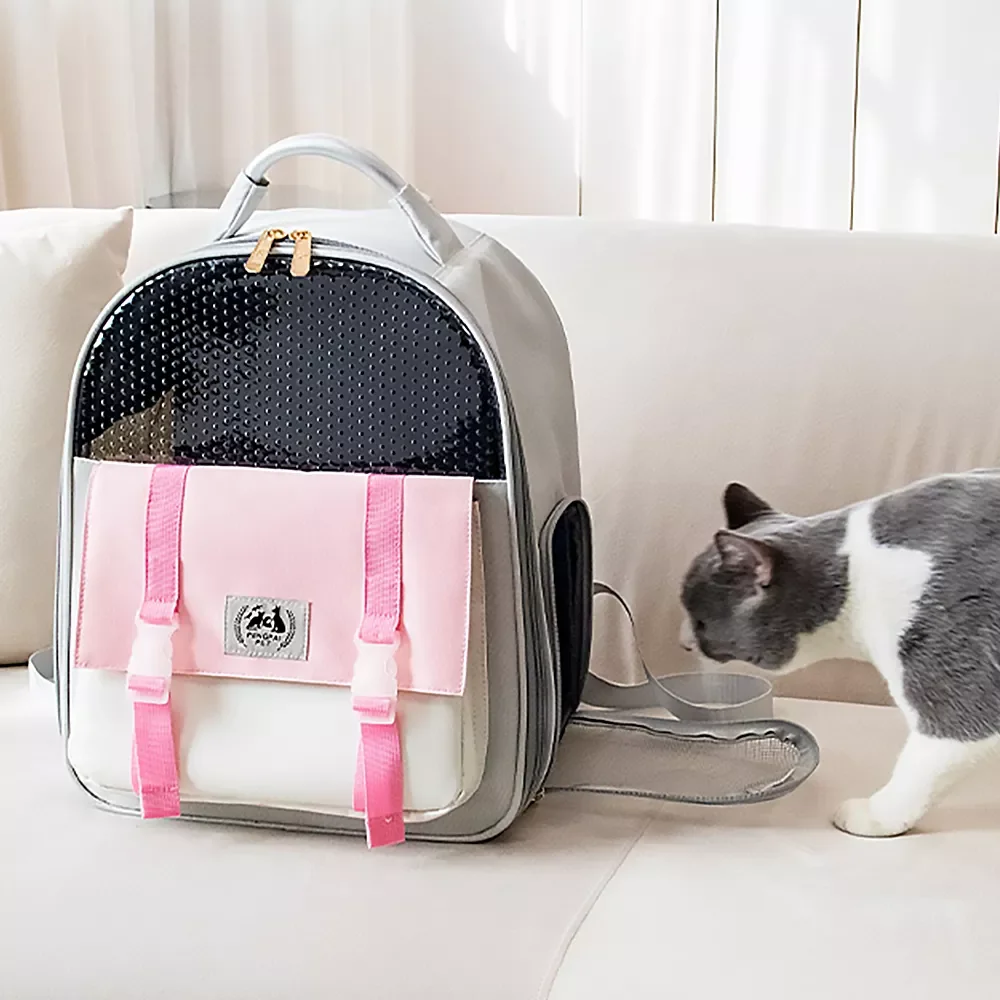 

Рюкзак-переноска для домашних животных, дышащий дорожный уличный ранец на плечо для кошек, Складная портативная сумка для домашних животны...