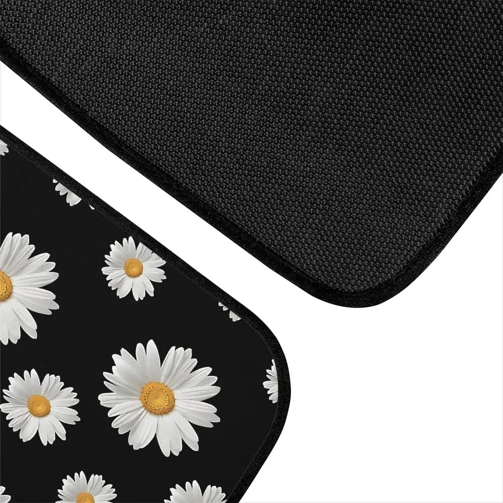 JoyLamoria Vintage Daisy Car Floor Mats 4 Pieces Floral Decor Auto Accessories Vehicle Carpet Non-Skid Rubber Backing Universal