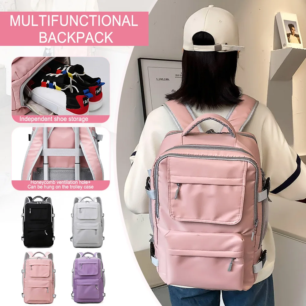 

Женский дорожный рюкзак, водоотталкивающий стильный повседневный рюкзак с защитой от кражи и ремешком для багажа, рюкзак с USB-портом для зарядки