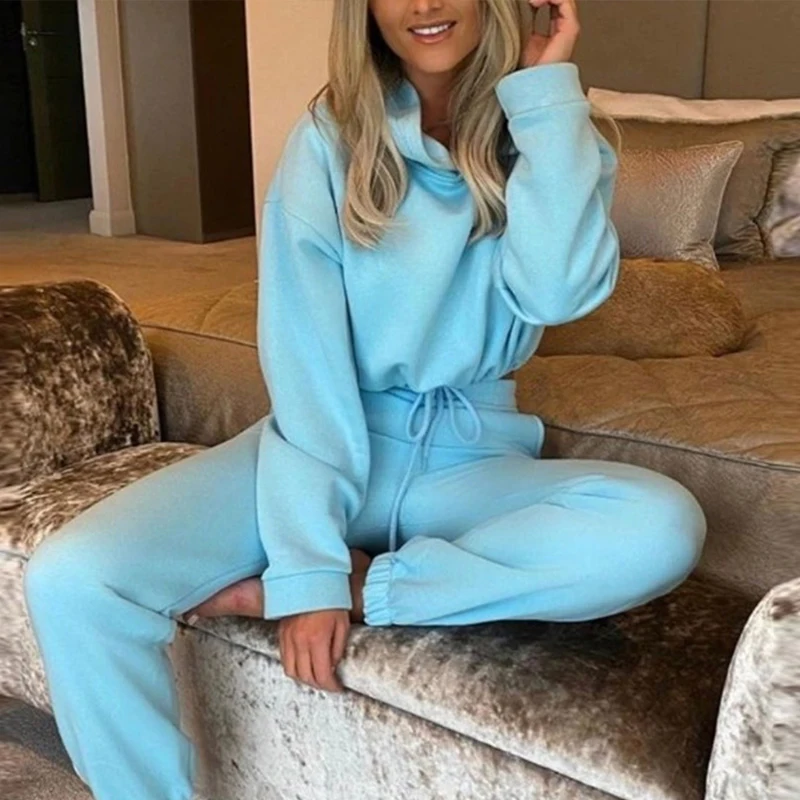 Модный уличный Новый однотонный Укороченный свитшот на шнуровке спортивный