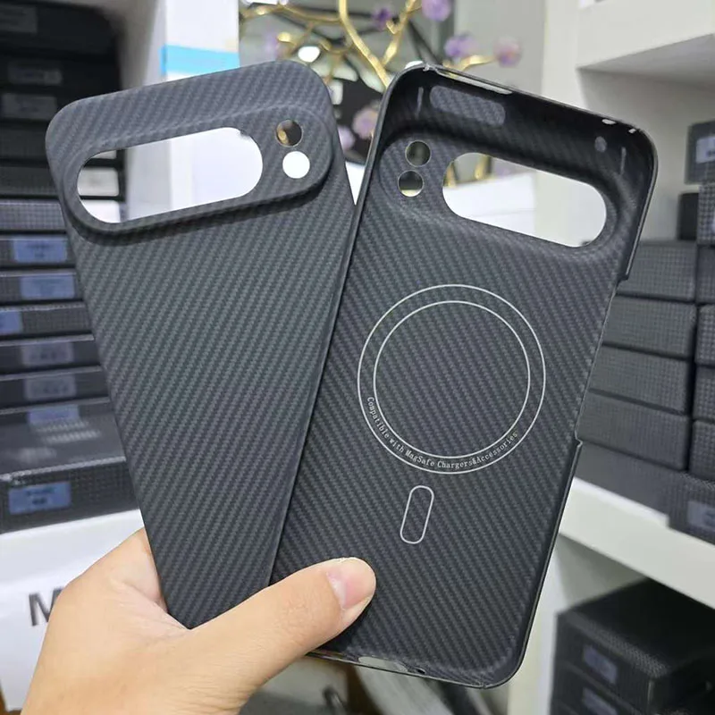 Чехол для Google Pixel 9 Pro XL и Magsafe с магнитным кольцом из настоящего углеродного