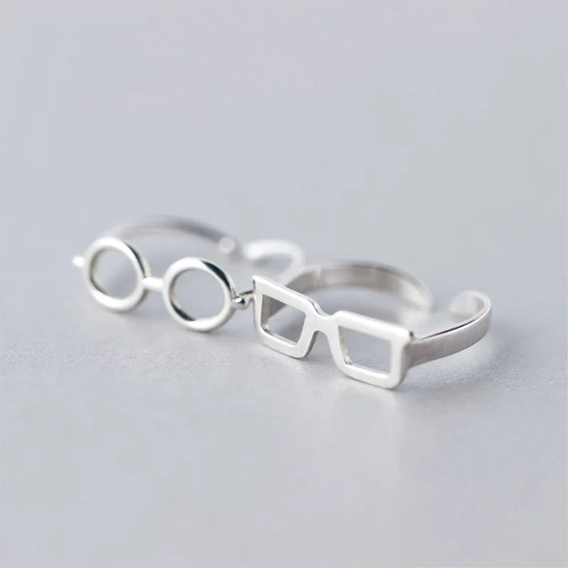 Charm Cute Couple Glasses Ring Simple Adjustable Ring Bohemian Finger Rings for Woman Girls Trendy Jewelry Drop shipping images - 6