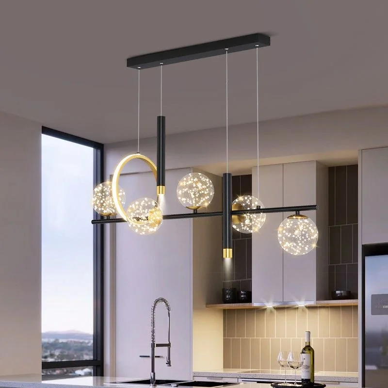 

Nordic LED Ceiling Chandelier For Dining Room Living Room Modern Glass Ball Kitchen Pendant Lamp Magic Bean Strip Hanging Lights
