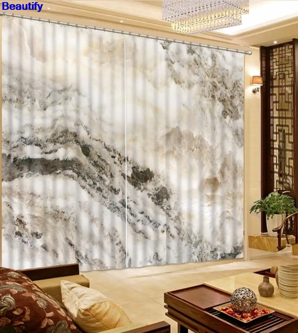 

Beautify Chinese Hand Painted Mountain 3D Curtains Printing Blackout Sheer Curtains For Living room Bedroom 3D Cotton Curtains
