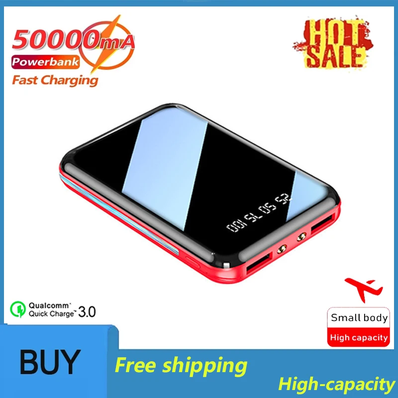 

Ultra-thin Mini 50000mah Power Bank Portable Charger Digital Display 2 USB Port External Battery Powerbank for Xiaomi Samsung