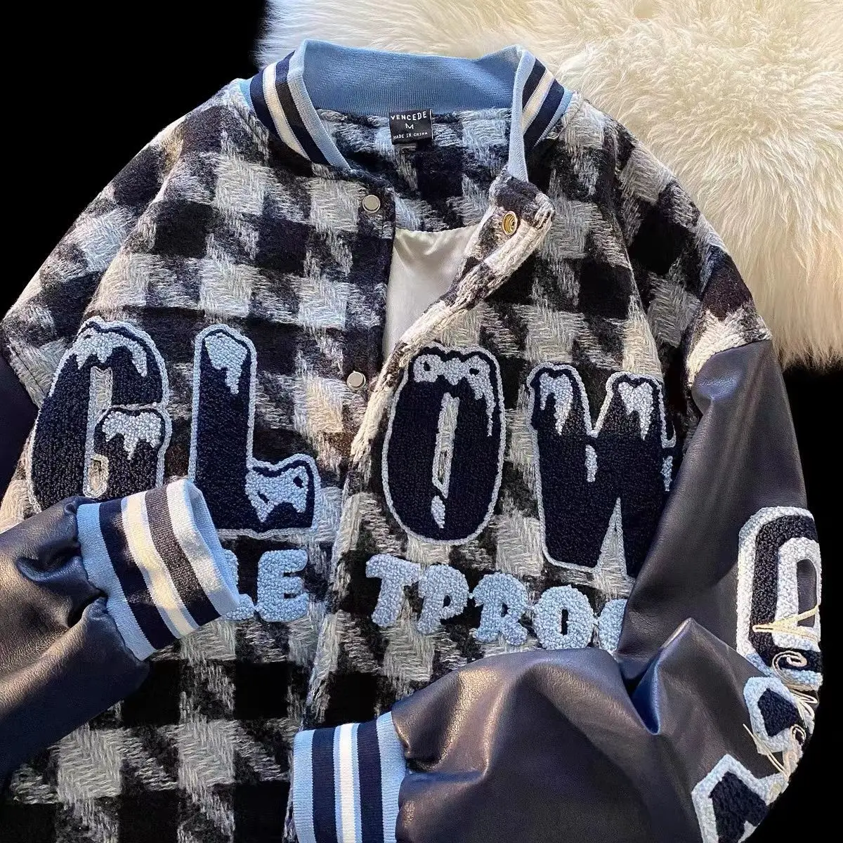 

Couple design fashion brand loose long-sleeved baseball suit retro jacket gothic wind Korean fashion winter 2022 large size