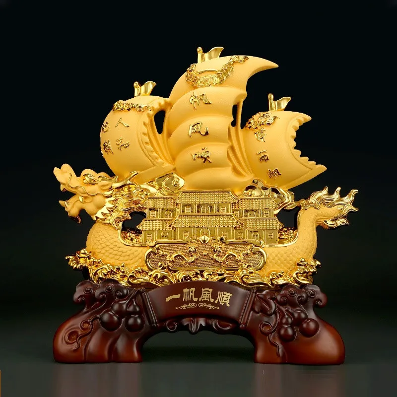 

Resin feng shui Dragon Boat statue Sculpture crafts Company housewarming gifts office wine cabinet home decoration accessories