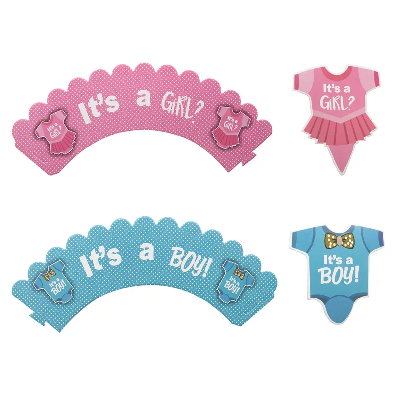 

12 шт., голубые и розовые кексы для мальчиков и девочек