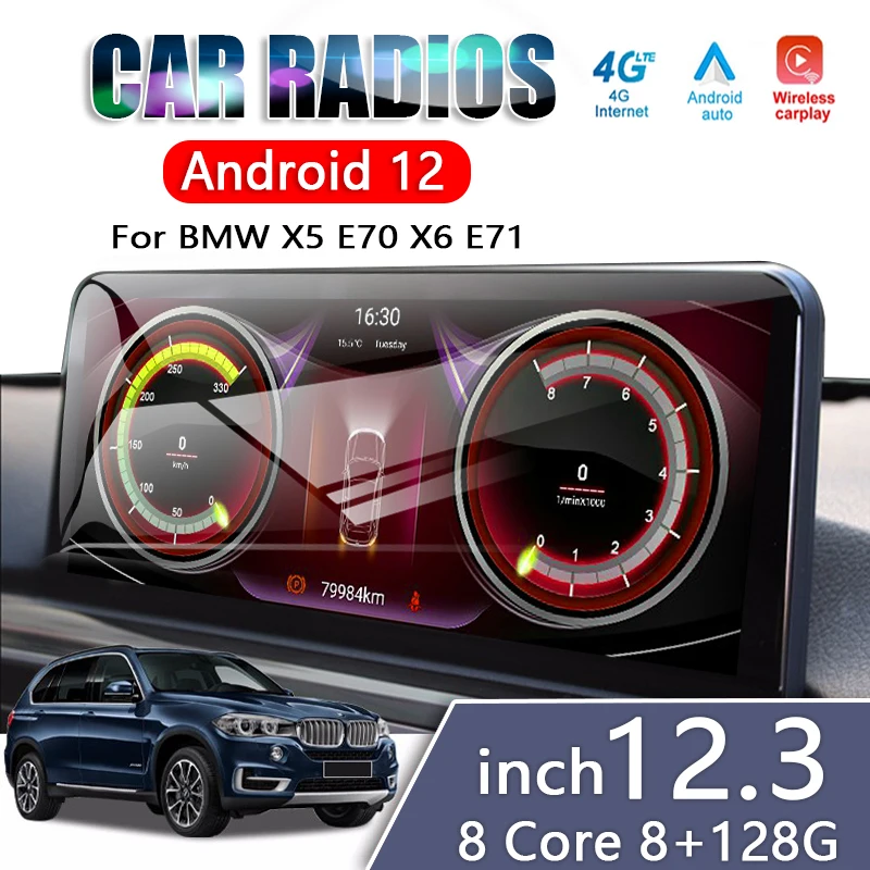 

Автомагнитола для BMW X5 E70 X6 E71, мультимедийная стерео-система на Android, с сенсорным экраном 12,3 дюйма, с монитором для воспроизведения автомобил...