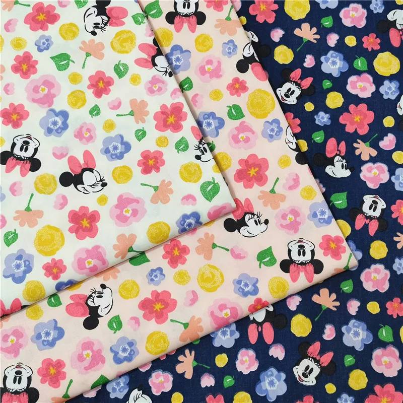 Ширина 160 см ткань из поплина и хлопка с принтом Минни мультфильма цветок Диснея