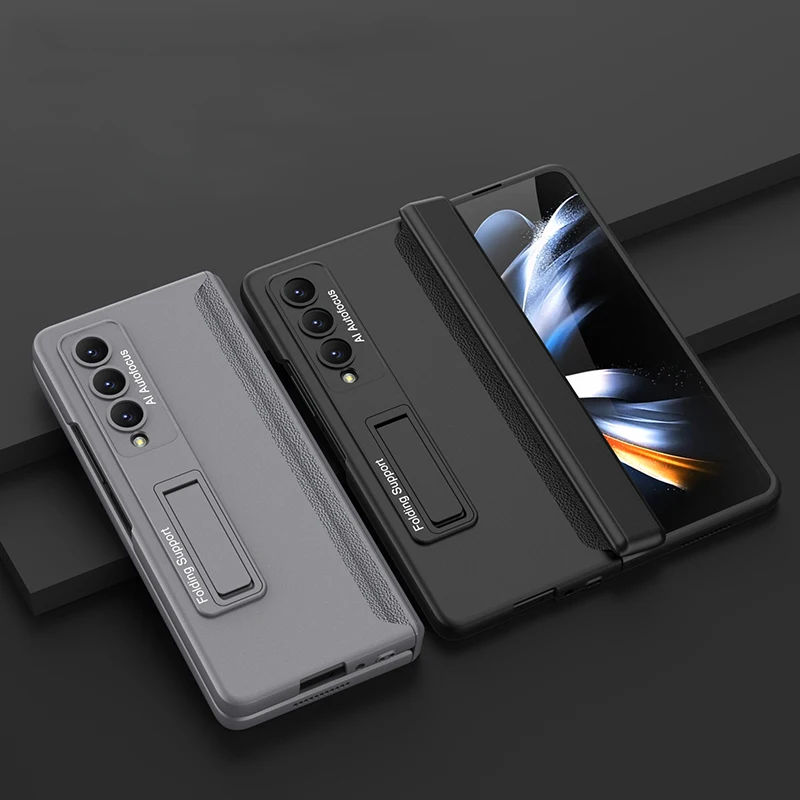 Shockproof Armor Magnetic Case For Samsung Galaxy Z Fold 4 Adsorption Kickstand Matte PC Hard Plastic Phone Cover Fold 3 2 5G