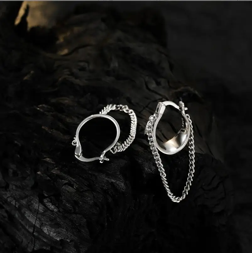 Серьги-кольца из стерлингового серебра 925 пробы с геометрической длинной