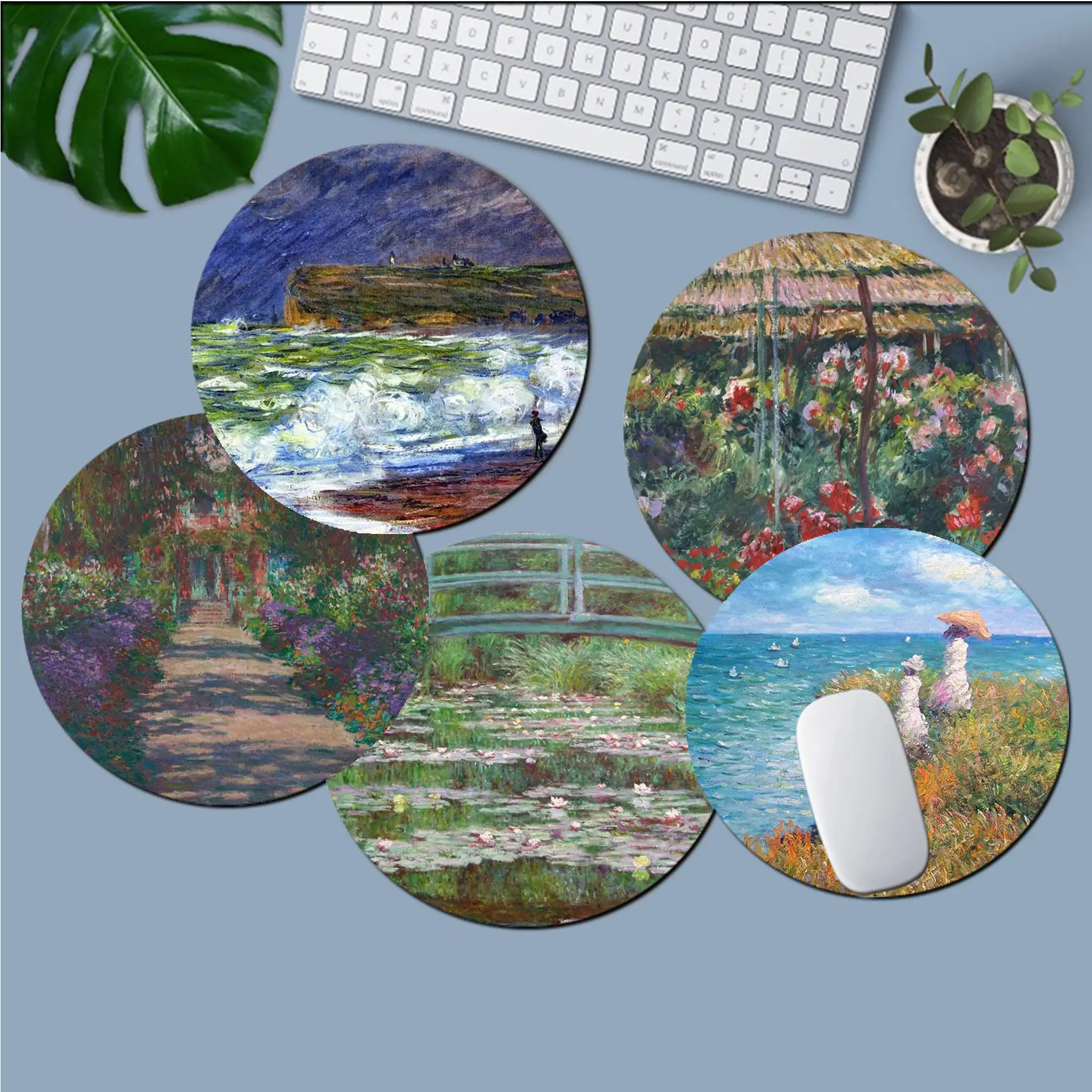 

Claude Monet Art INS Tide Round Keyboard Mat Table Mat Students Cabinet Gamer Desktop Mousepad Cup Mats for PC Computer Table