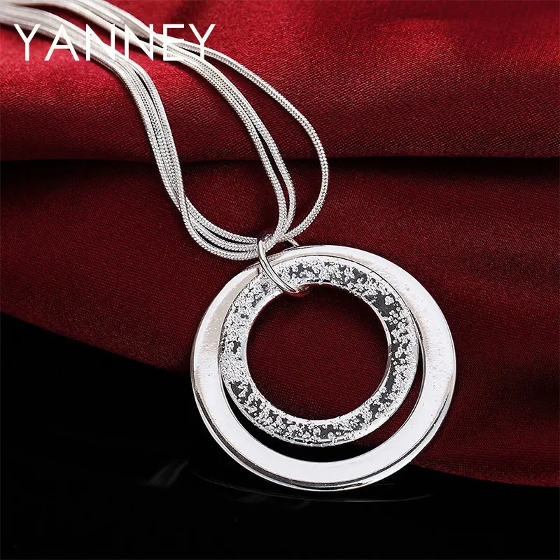

New Arrival 925 Sterling Silver 18 Inches Snake Chain Double Loop Drop Necklace For Women Fashion Wedding Party Gift Christmas