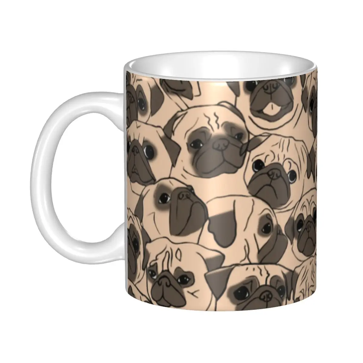Personalized Chinese Pugs Pattern Coffee Mugs DIY Puppy Dog Lover Ceramic Milk Tea Cups Outdoor Work Camping Tea Mug