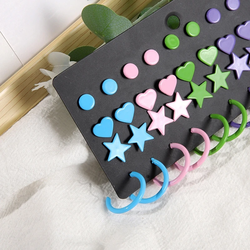 

20Pairs Tiny Stud Earrrings Loop Earrings Set Star Stud Earrings Heart Stud Earrings Valentine Jewelry Gifts for Girls