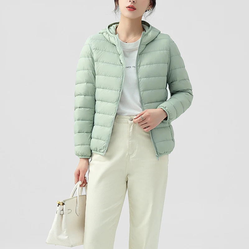 90% Ultra-light Plus Size Thin Down Jacket Women 2022 Autumn Winter Slim Short Hooded Warm White Duck Down Coat Women Outerwear