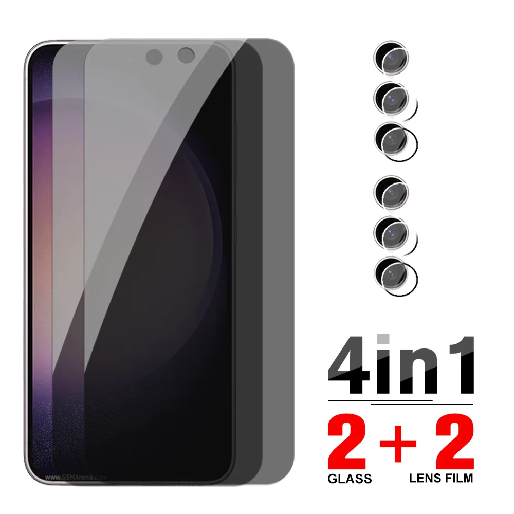 

4in1 Privacy Tempered Glass for Samsung galaxy s23 s 23 plus Anti-Spy Screen Protectors Sumsung s23plus s23+ Camera Lens Glass