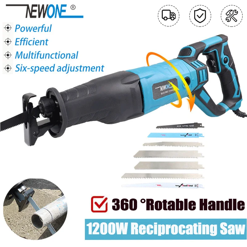 Многофункциональная сабельная пила NEWONE 900 Вт/1050 Вт/1200 Вт, шестискоростная регулировка, мощная электрическая сабельная пила для резки дерева/металла