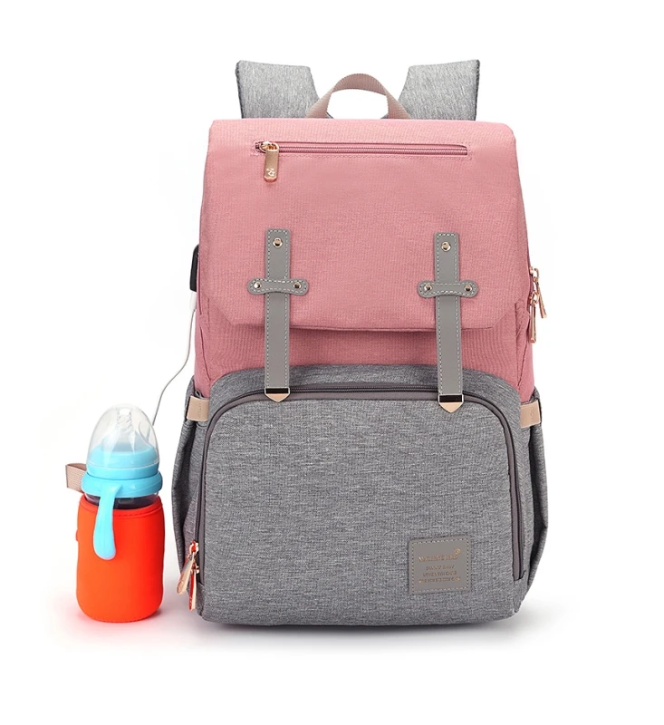 

Fashion Baby Diaper Bag Backpack Mummy Baby Stroller Bag Waterproof Oxford Handbag Nursing Nappy Bag Kits USB Milk Bottle Warmer