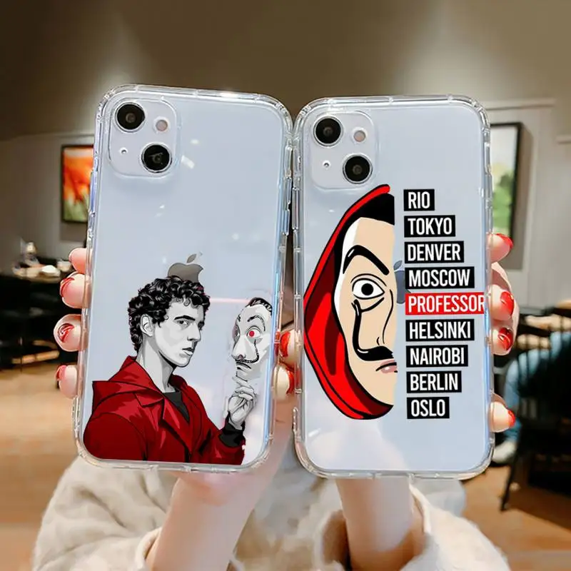 

la casa de papel Phone Case Transparent For iPhone 13 12 11 Mini Pro Max X XR XS 7 8 6 6s Plus SE